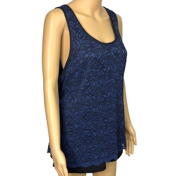 Cato Womens 18/20W‎ Navy Blue Lace Sleeveless Pullover Blouse Tank Top - Picture 2 of 9
